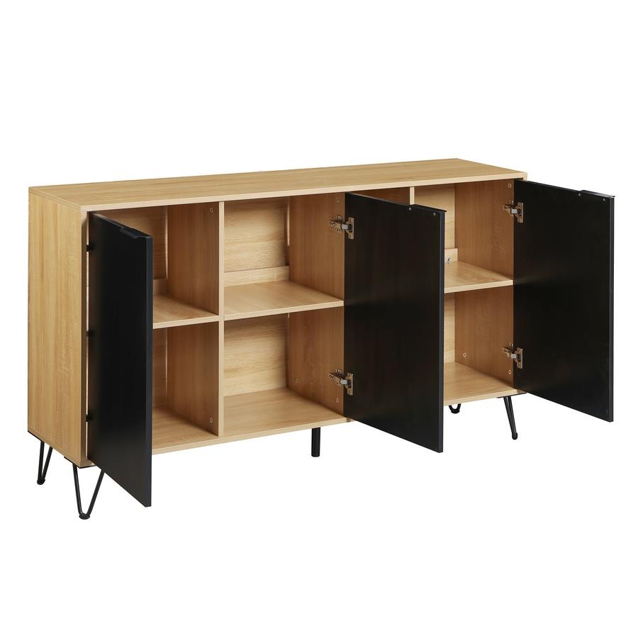 Credenza moderna 3 ante in legno rovere e nero 142x35,6x83 cm – Madrid