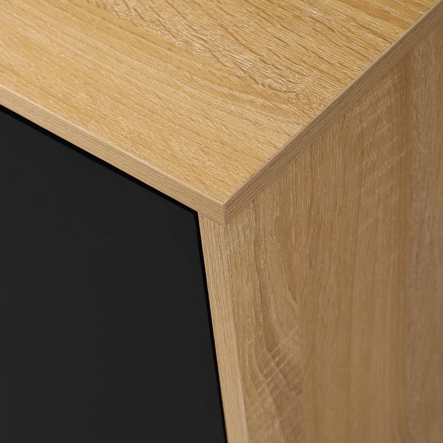 Credenza moderna 3 ante in legno rovere e nero 142x35,6x83 cm – Madrid