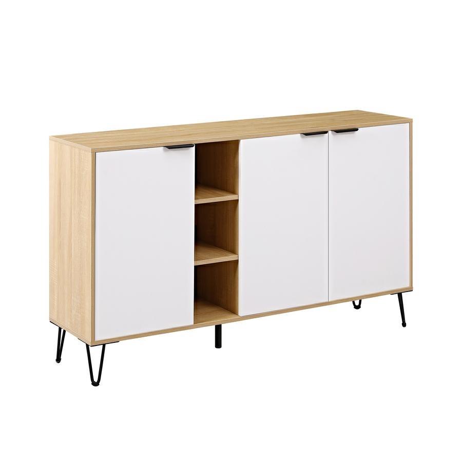 Credenza moderna 3 ante in legno rovere e bianco 142x35,6x83 cm – Madrid