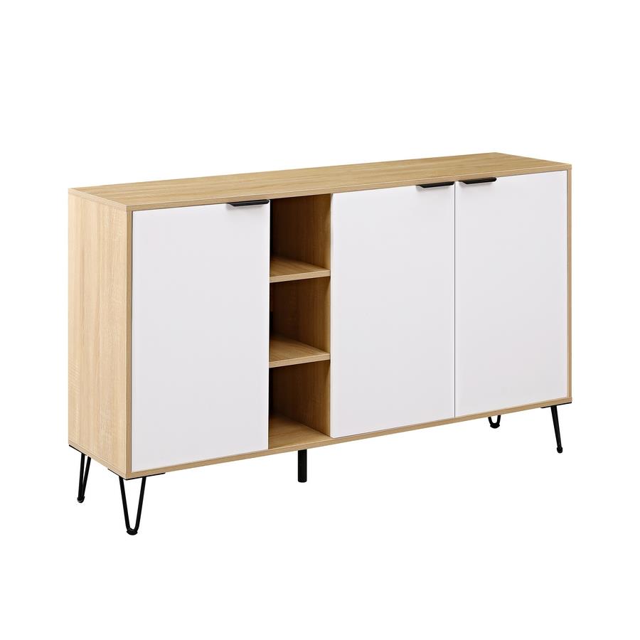 Credenza moderna 3 ante in legno rovere e bianco 142x35,6x83 cm – Madrid