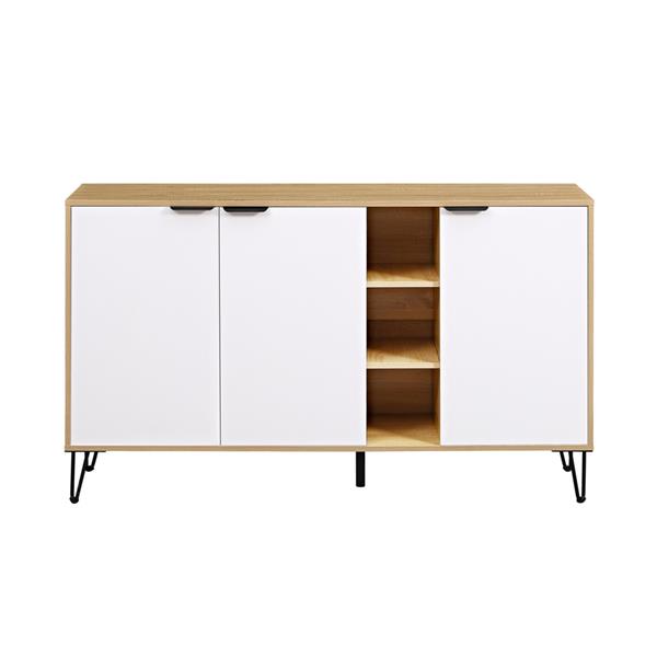 Credenza moderna 3 ante in legno rovere e bianco 142x35,6x83 cm – Madrid