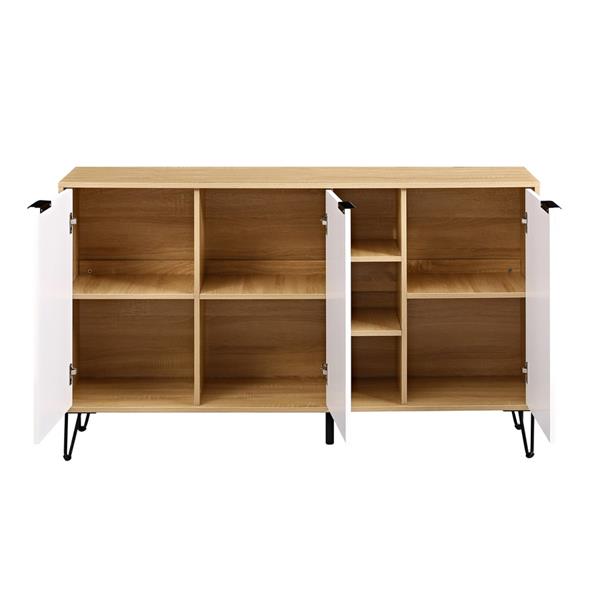 Credenza moderna 3 ante in legno rovere e bianco 142x35,6x83 cm – Madrid