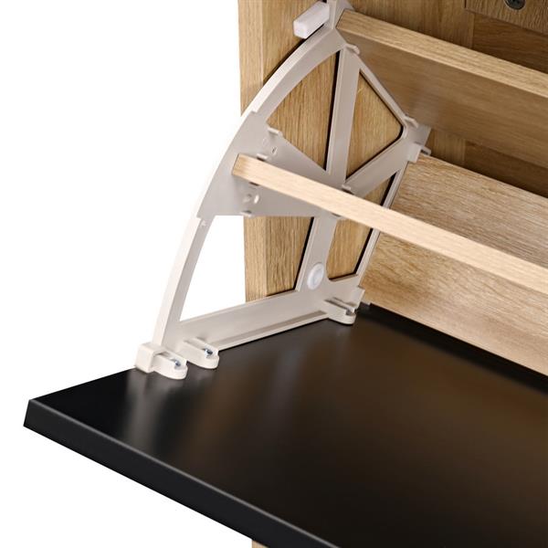 Scarpiera in legno con ante a ribalta rovere e nero 63x26x118 cm – Madrid