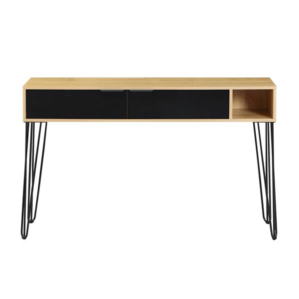 Consolle ingresso moderna in legno rovere e nero 124,5x30x78 cm – Madrid