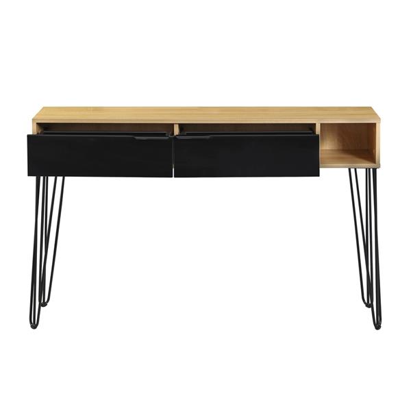 Consolle ingresso moderna in legno rovere e nero 124,5x30x78 cm – Madrid