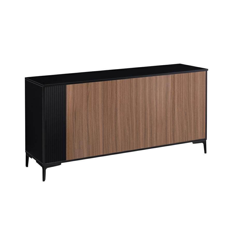 Credenza moderna 3 ante in legno noce e nero 150,9x40x74 cm – Toledo
