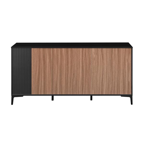 Credenza moderna 3 ante in legno noce e nero 150,9x40x74 cm – Toledo