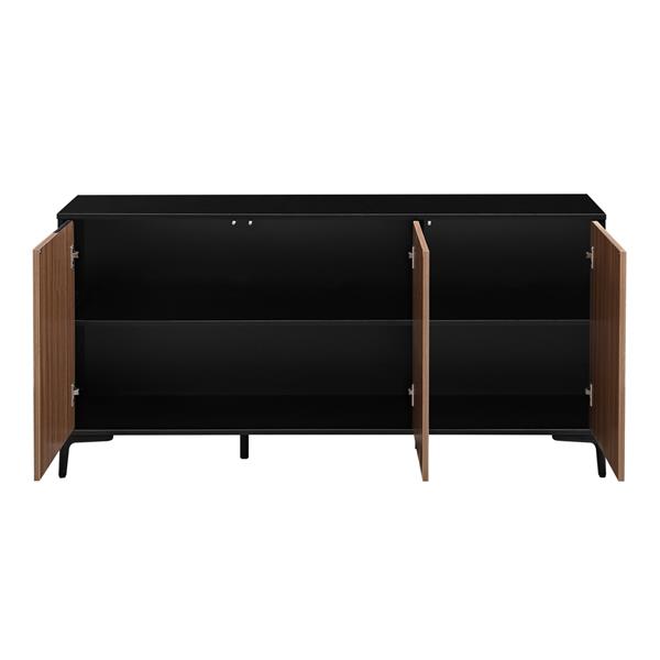 Credenza moderna 3 ante in legno noce e nero 150,9x40x74 cm – Toledo