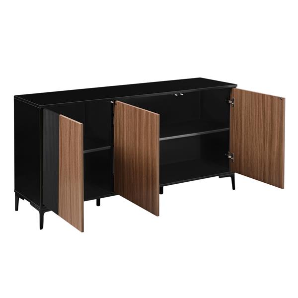 Credenza moderna 3 ante in legno noce e nero 150,9x40x74 cm – Toledo