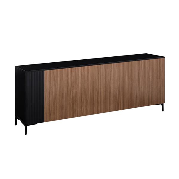 Credenza moderna 4 ante in legno noce e nero 200x40x74 cm – Toledo