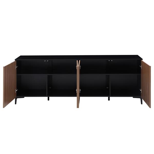 Credenza moderna 4 ante in legno noce e nero 200x40x74 cm – Toledo