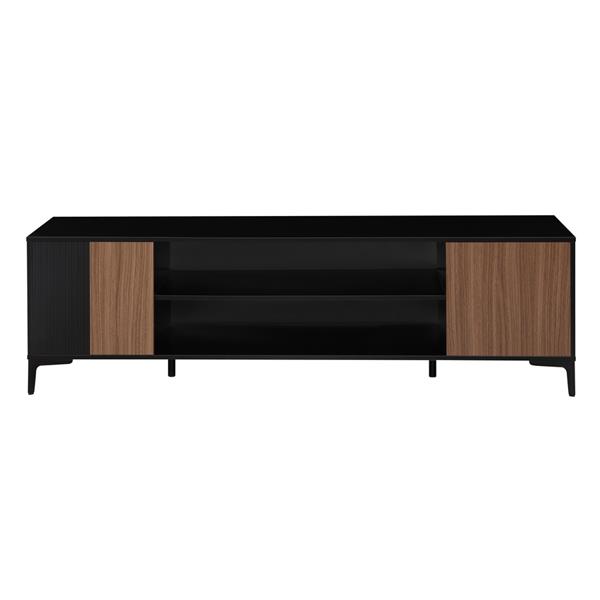 Mobile TV soggiorno moderno in legno noce e nero 180x40x53,4 cm – Toledo