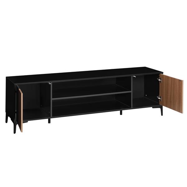 Mobile TV soggiorno moderno in legno noce e nero 180x40x53,4 cm – Toledo