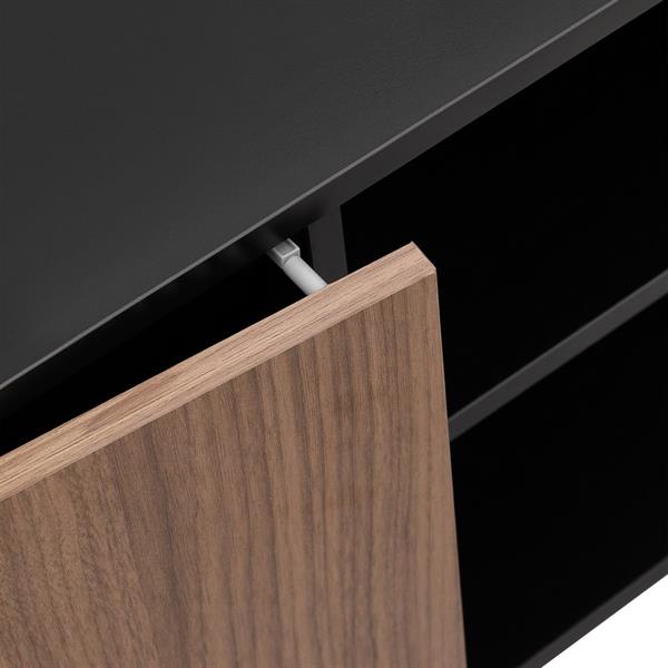 Mobile TV soggiorno moderno in legno noce e nero 180x40x53,4 cm – Toledo