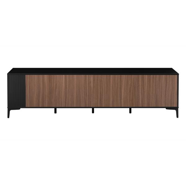 Mobile TV soggiorno moderno 4 ante in legno noce e nero 200x40x54 cm – Toledo
