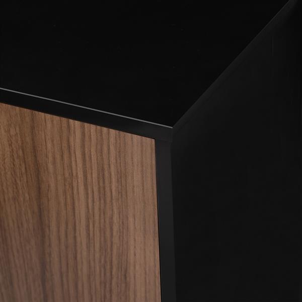 Mobile TV soggiorno moderno 4 ante in legno noce e nero 200x40x54 cm – Toledo