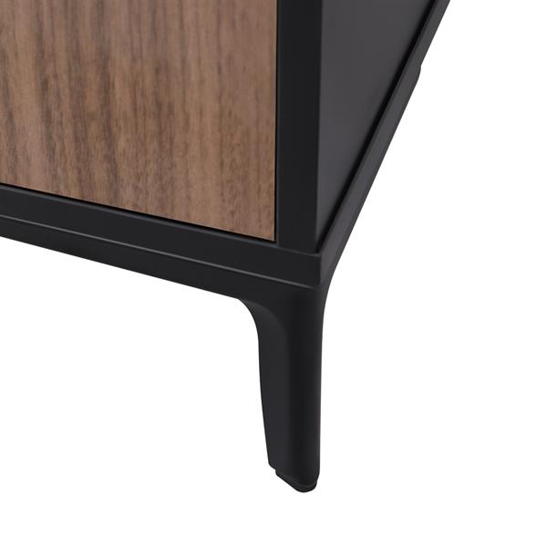 Mobile TV soggiorno moderno 4 ante in legno noce e nero 200x40x54 cm – Toledo