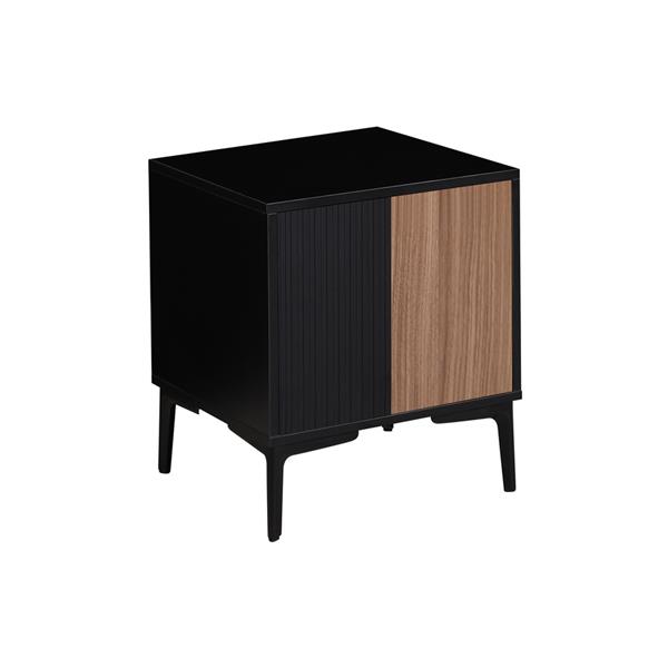 Comodino camera da letto moderno in legno noce e nero 44x40x52,5 cm – Toledo