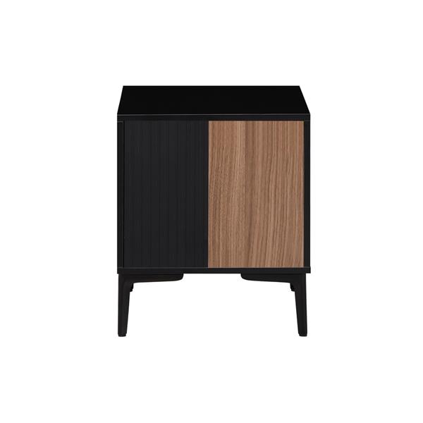Comodino camera da letto moderno in legno noce e nero 44x40x52,5 cm – Toledo