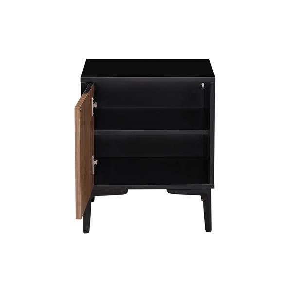 Comodino camera da letto moderno in legno noce e nero 44x40x52,5 cm – Toledo