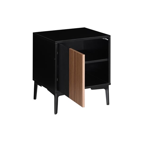 Comodino camera da letto moderno in legno noce e nero 44x40x52,5 cm – Toledo