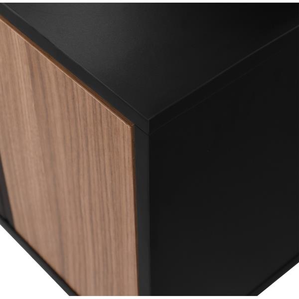 Comodino camera da letto moderno in legno noce e nero 44x40x52,5 cm – Toledo