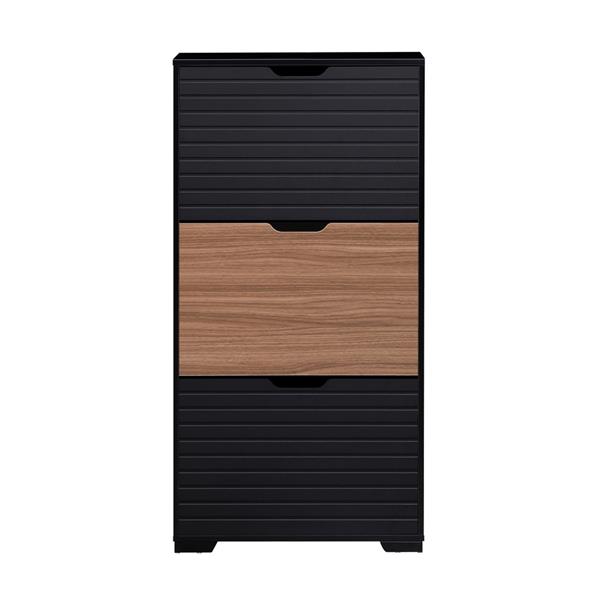 Scarpiera in legno con 3 ante a ribalta noce e nero 63x26x125 cm – Toledo