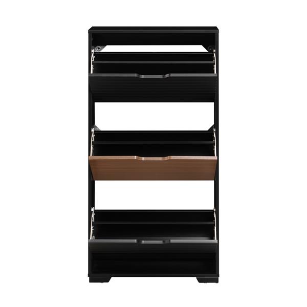 Scarpiera in legno con 3 ante a ribalta noce e nero 63x26x125 cm – Toledo