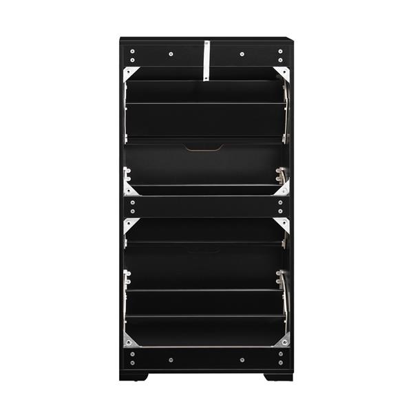 Scarpiera in legno con 3 ante a ribalta noce e nero 63x26x125 cm – Toledo