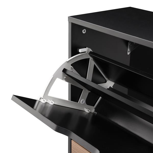 Scarpiera in legno con 3 ante a ribalta noce e nero 63x26x125 cm – Toledo