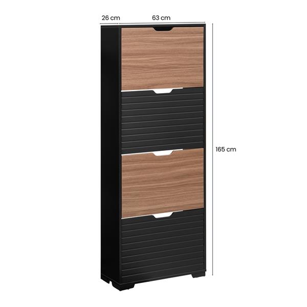 Scarpiera in legno 4 ante a ribalta noce e nero 63x26x165 cm – Toledo