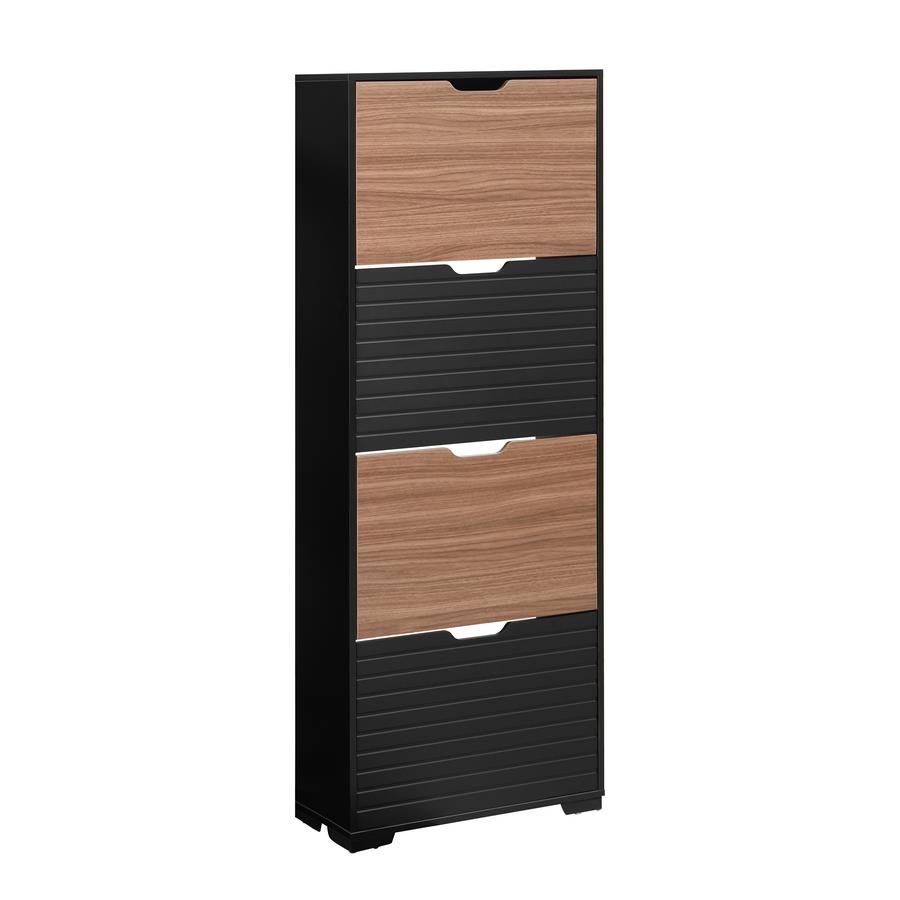 Scarpiera in legno 4 ante a ribalta noce e nero 63x26x165 cm – Toledo