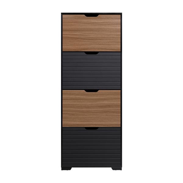 Scarpiera in legno 4 ante a ribalta noce e nero 63x26x165 cm – Toledo