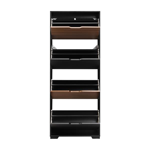 Scarpiera in legno 4 ante a ribalta noce e nero 63x26x165 cm – Toledo