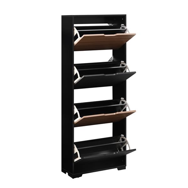 Scarpiera in legno 4 ante a ribalta noce e nero 63x26x165 cm – Toledo