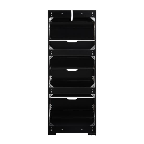 Scarpiera in legno 4 ante a ribalta noce e nero 63x26x165 cm – Toledo