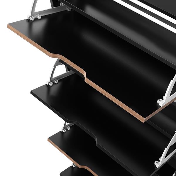 Scarpiera in legno 4 ante a ribalta noce e nero 63x26x165 cm – Toledo