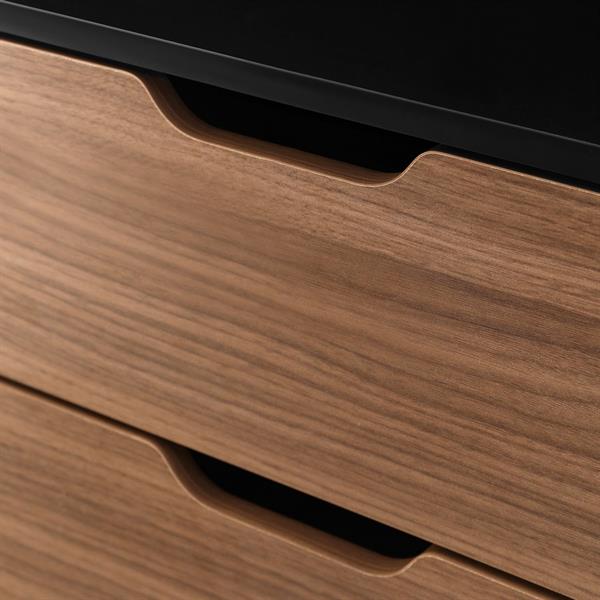 Cassettiera moderna in legno noce e nero 6 cassetti e anta 100x40x117 cm – Toledo