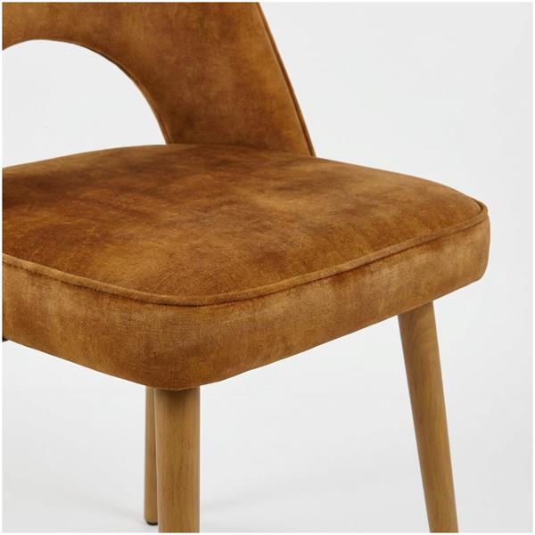 Set 4 sedie sala da pranzo in tessuto effetto velluto color ocra – Oblo