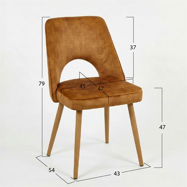 Set 4 sedie sala da pranzo in tessuto effetto velluto color ocra – Oblo