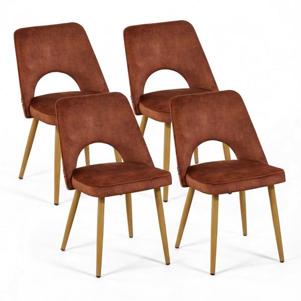 Set 4 sedie sala da pranzo in tessuto effetto velluto color mattone – Oblo