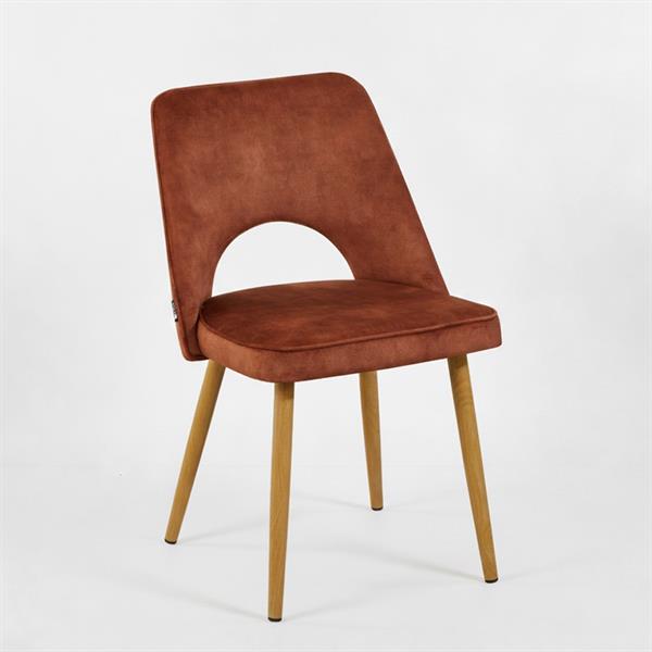 Set 4 sedie sala da pranzo in tessuto effetto velluto color mattone – Oblo