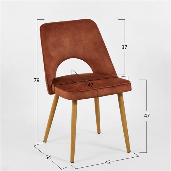 Set 4 sedie sala da pranzo in tessuto effetto velluto color mattone – Oblo