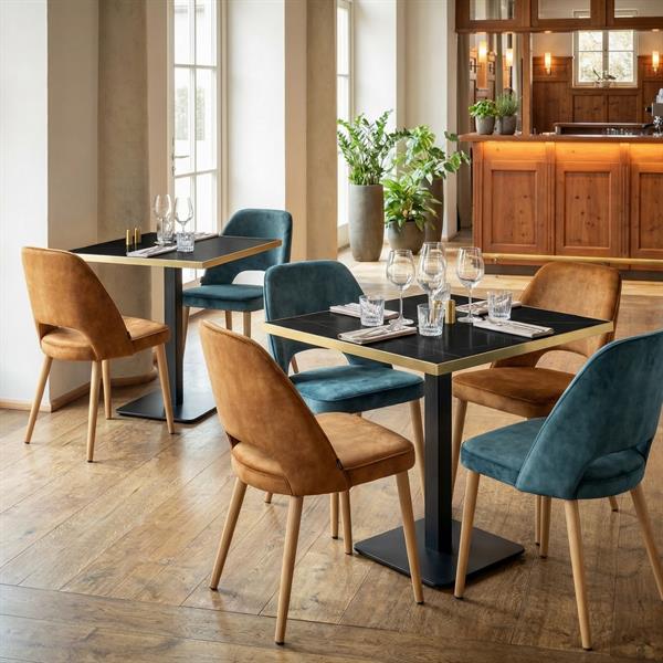 Set 4 sedie sala da pranzo in tessuto effetto velluto color petrolio – Oblo