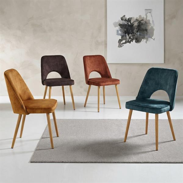 Set 4 sedie sala da pranzo in tessuto effetto velluto color petrolio – Oblo