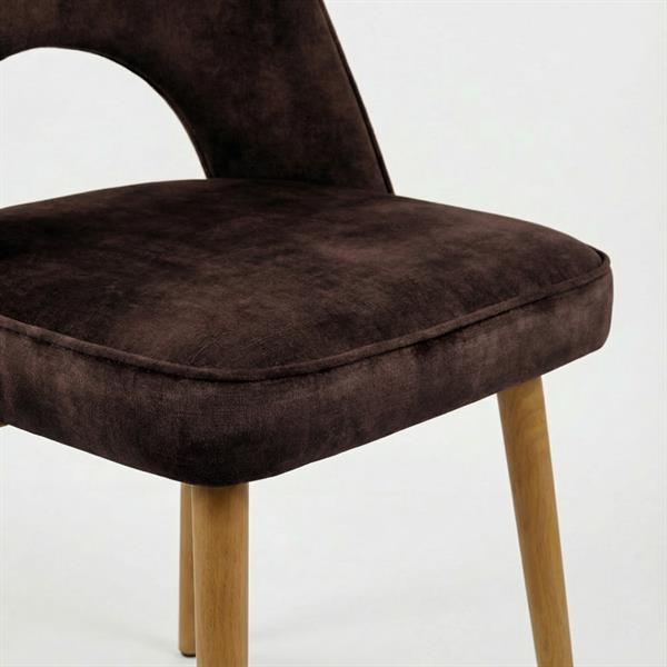 Set 4 sedie sala da pranzo in tessuto effetto velluto color marrone – Oblo