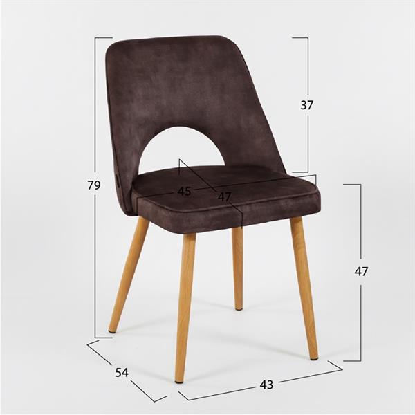 Set 4 sedie sala da pranzo in tessuto effetto velluto color marrone – Oblo