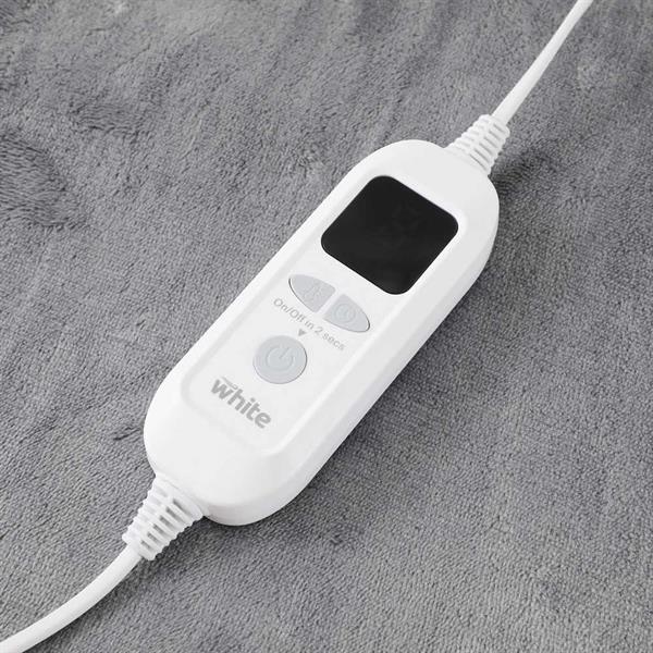 Coperta riscaldante elettrica grigio 180x160 cm 110W con cavo 2 m