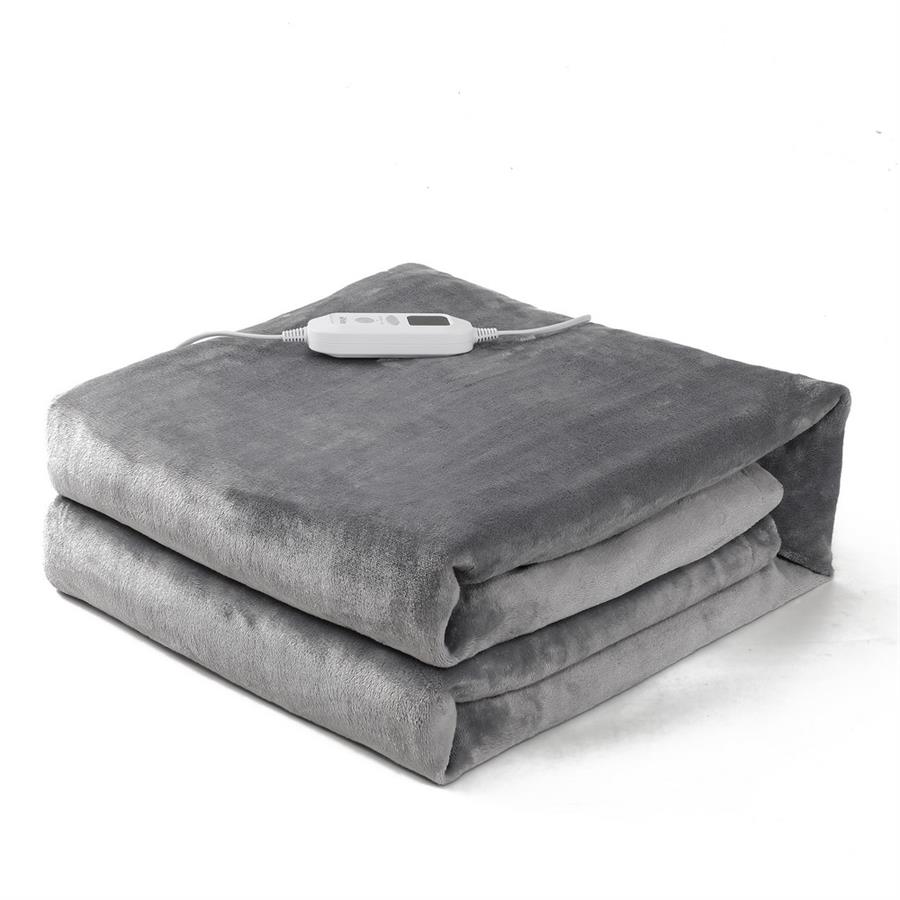 Coperta riscaldante elettrica grigio 160x120 cm 110W con cavo 2 m