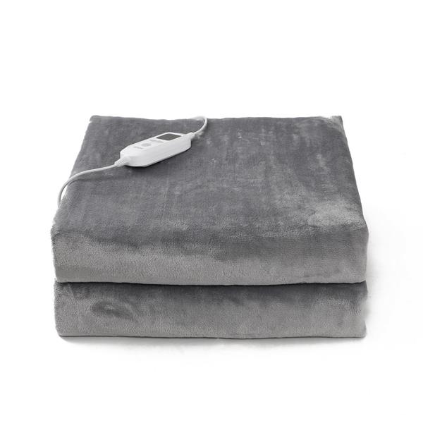 Coperta riscaldante elettrica grigio 160x120 cm 110W con cavo 2 m